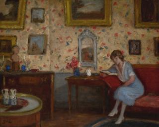Georges D\'Espagnat - Femme Lisant Dans Un Intérieur