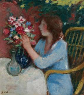 Georges D\'Espagnat - Jeune Fille Avec Un Bouquet De Fleurs