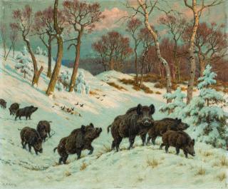 Georges-Frédéric Rötig - The Boar Herd In The Snow