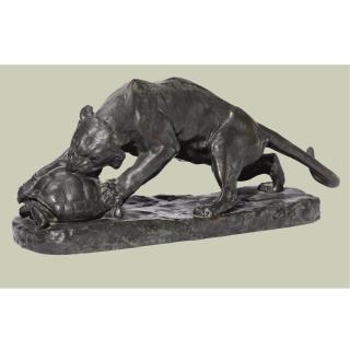 Georges Gardet - French Tiger Attacking A Tortoise