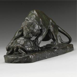 Georges Gardet - French Tiger Attacking A Tortoise