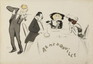 Georges Goursat - A collection of Caricatures of Society Figures at the theatre, dining, hunting and other events