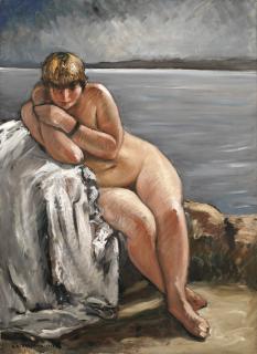 Georges Hanna Sabbagh - Egyptiannude Seated In A Breton Landscape (Nu Assis Dans Un Paysage Breton)