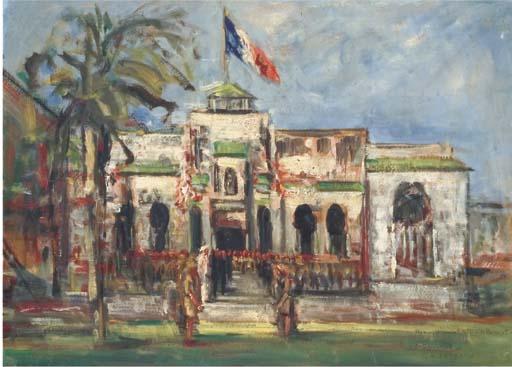 Georges Henri Sabbagh - La revue des troupes devant l\'ambassade de France en Egypte