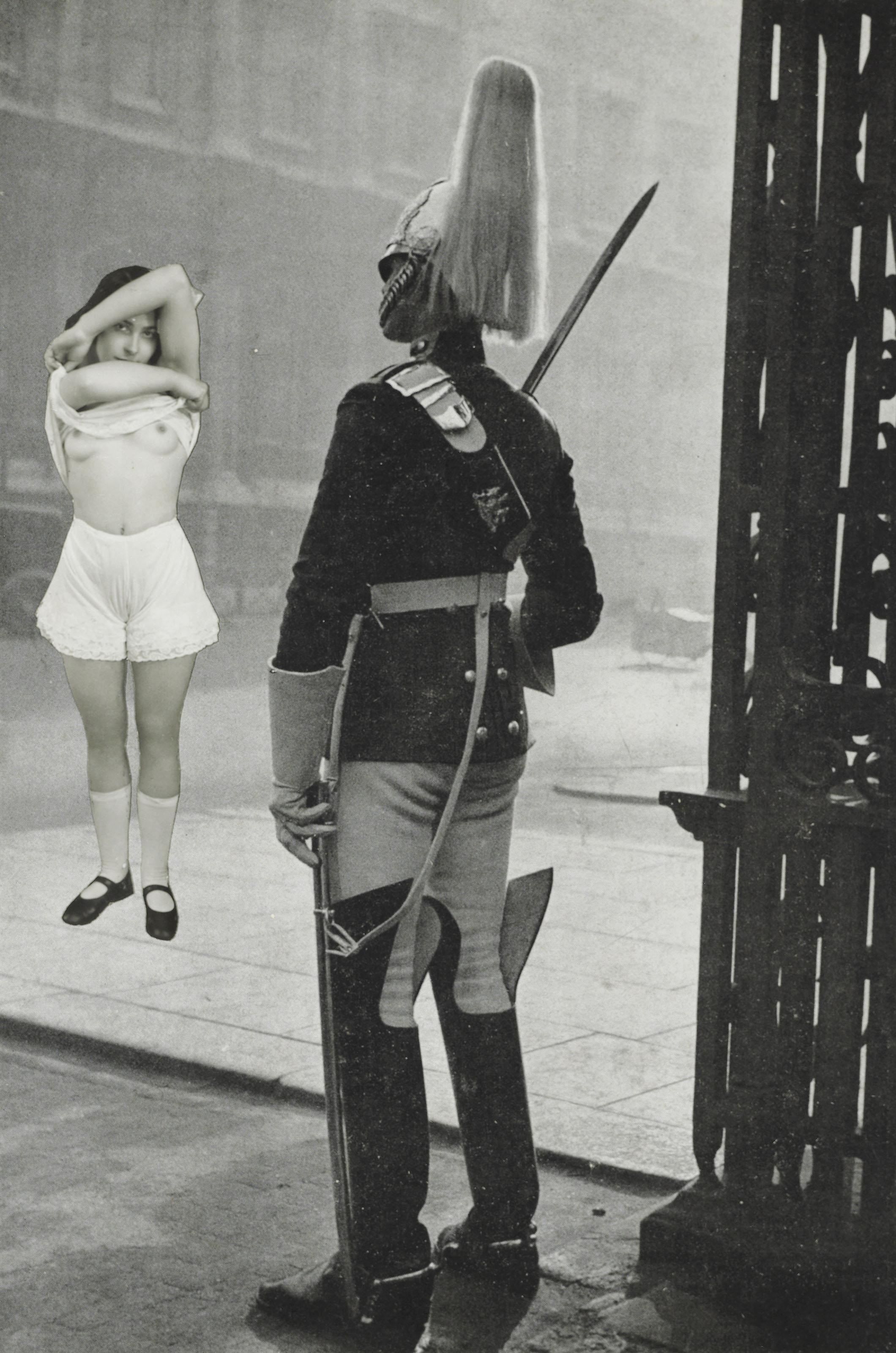 Georges Hugnet - Untitled (Scantily Clad Girl Exposing Herself to Palace Guard)