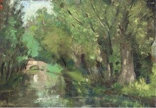 Georges Jan Hendrik Poggenbeek - A wooded river landscape