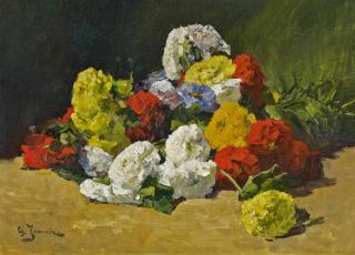 Georges Jeannin - Blumengebinde mit Chrysanthemen