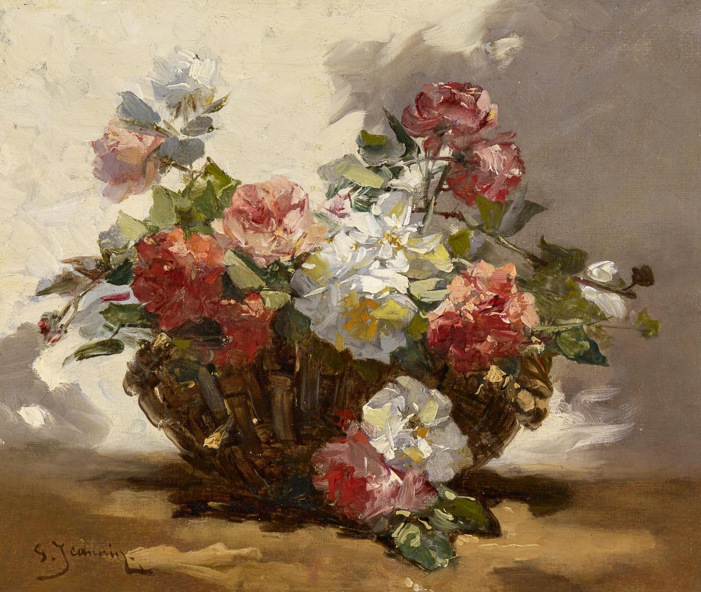 Georges Jeannin - Korb mit blühenden Rosen