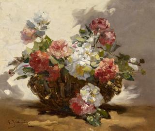 Georges Jeannin - Korb mit blühenden Rosen