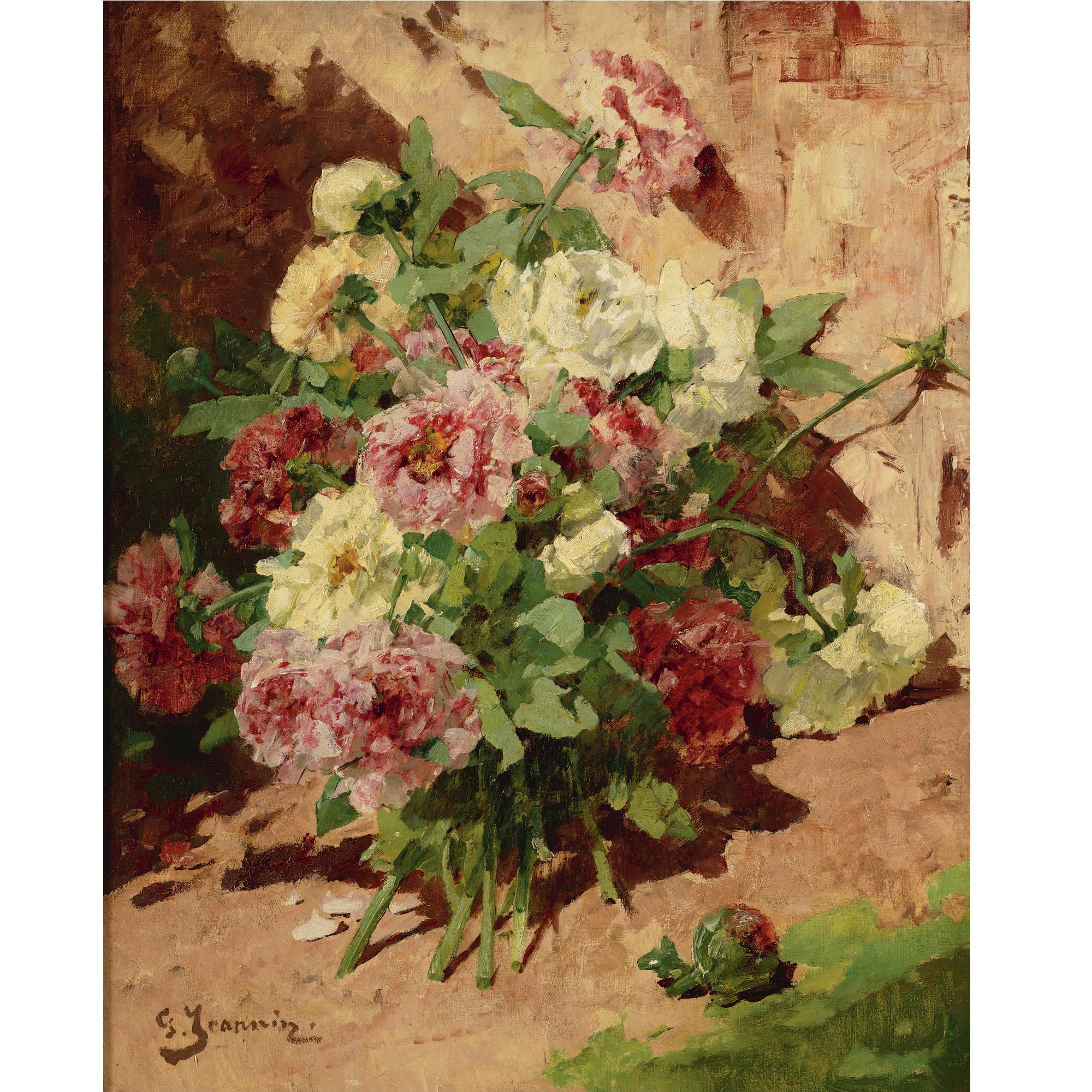 Georges Jeannin - Pink And White Peonies