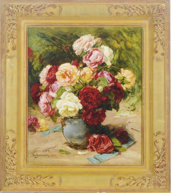 Georges Jeannin - Still life of a vase of roses