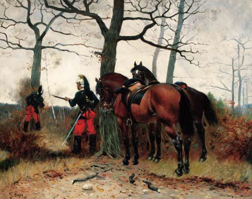 Georges Jules Ernest Binet - Cavalry soldiers on guard