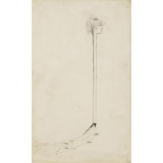 Georges-Jules-Victor Clairin - Caricature De Sarah Bernhardt  En Canne Surmontée D\'Une Épongegeorges Clairin ; A Caricature Of Sarah Bernhardt  As A Stick With A Little Sponge Above Her Head; Signed Lower Left ; Pen And Black Ink
