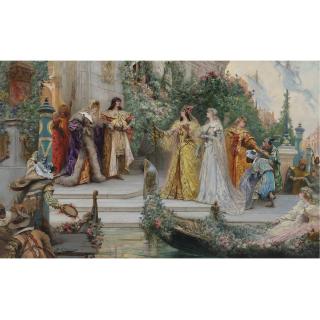 Georges Jules Victor Clairin - French The Arrival Of The Guests, Venice