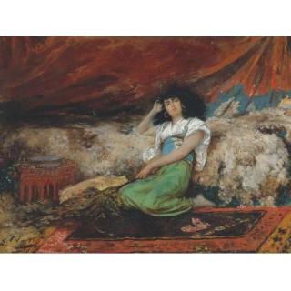 Georges Jules Victor Clairin - Harem Maid With Peacock Fan