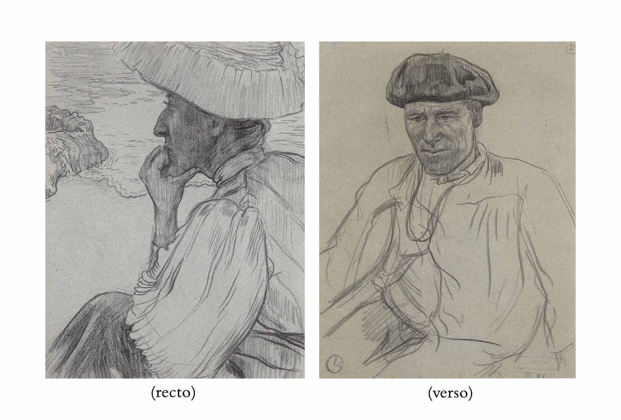 Georges Lacombe - Portrait de Madame Wenger à Camaret-sur-Mer (recto); Portrait du marin Piriou (verso)