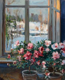 Georges Lapchine - Azaleas by a Window
