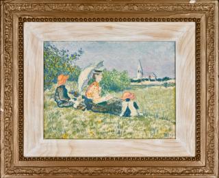 Georges Lemmen - Madame Lemmen et ses enfants dans un jardin