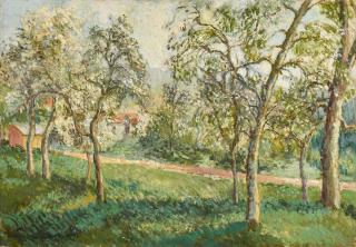 Georges Manzana Pissarro - Vezillon, arbres en fleurs au printemps