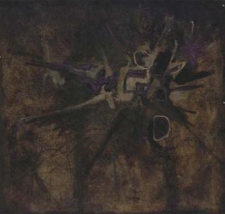 Georges Mathieu - Composition (noir, brun et gris)