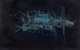 Georges Mathieu - Ohne Titel (Composition bleue sur fond noir).9