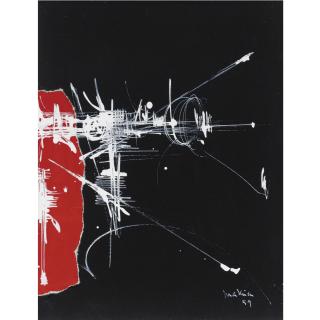 Georges Mathieu - Rouge Et Blanc Sur Noir