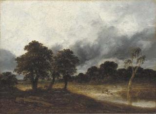 Georges Michel - A Shepherd and his Herd crossing the River before the Storm