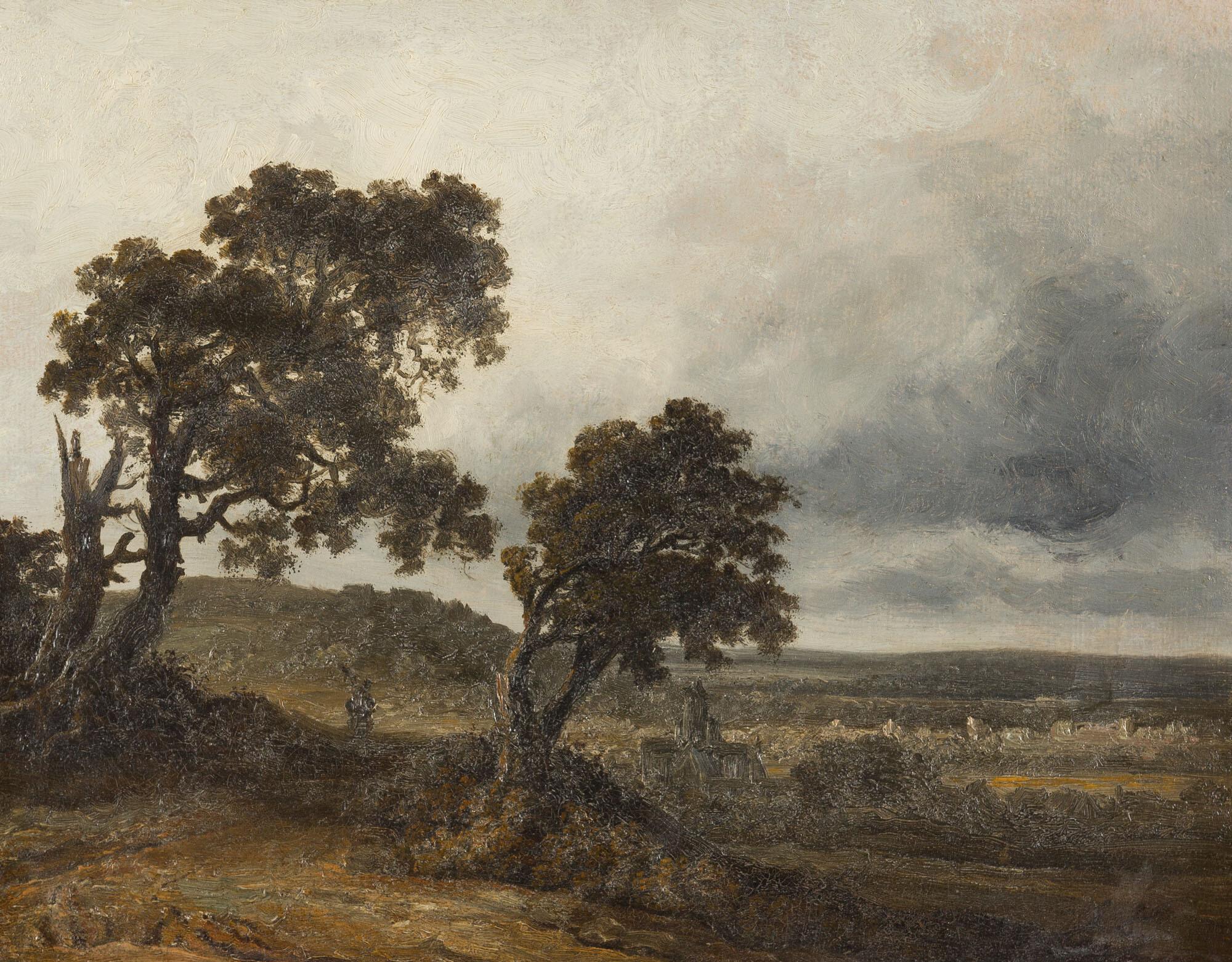 Georges Michel - Landschaft mit Wanderer bei aufziehendem Gewitter.