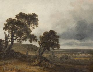 Georges Michel - Landschaft mit Wanderer bei aufziehendem Gewitter.