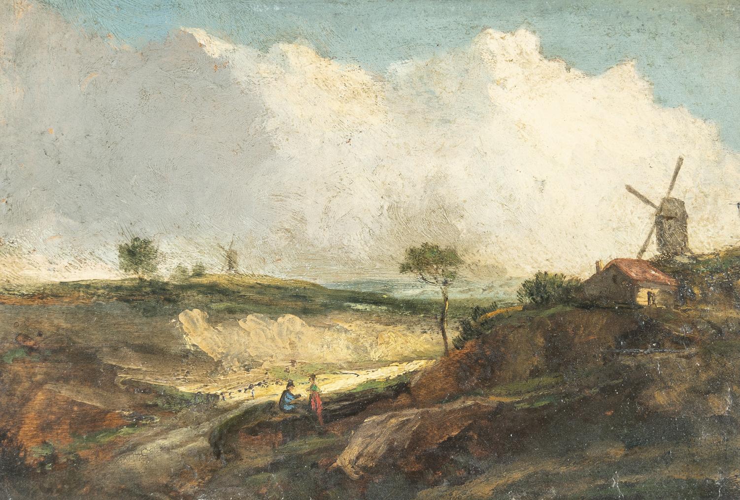 Georges Michel - Pendants: Flusslandschaft mit aufziehendem Gewitter („Temps de pluie“) – Wanderer beim Aufstieg