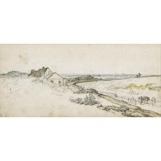 Georges Michel - Recto: Paysage Panoramique Avec Maison Au Premier Plan; Verso: Etude De Rochergeorges Michel