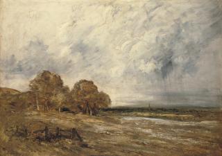 Georges Michel - Saint-Denis in a stormy landscape