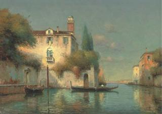Georges-Noel Bouvard - A Gondolier On A Venetian Backwater