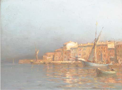 Georges Ricard Cordingley - Fishing craft and other vessels in a Mediterranean harbour