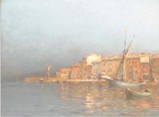 Georges Ricard Cordingley - Fishing craft and other vessels in a Mediterranean harbour