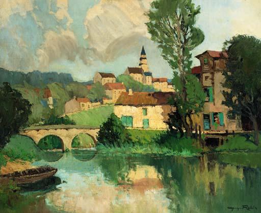 Georges Robin - Ville au bord de la riviere