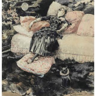 Georges Rochegrosse - La Femme Au Chat