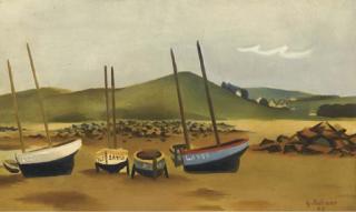 Georges Rohner - Bateaux sur la plage de Lannion