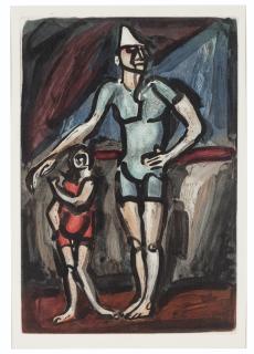 Georges Rouault - Clown et enfant; together with L\'amazone; and Le vieux clown; and Le jongleur from Cirque