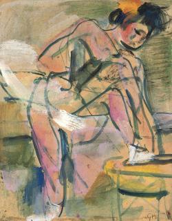 Georges Rouault - Danseuse laçant son chausson (esquisse)