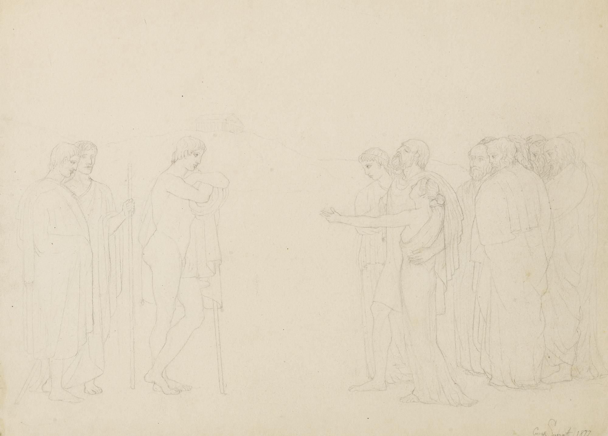 Georges Seurat - Oedipe Guidé Par Antigone Et Ismène