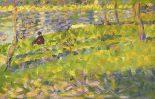 Georges Seurat - Paysage, homme assis (Etude pour Un dimanche après-midi à l\'Ile de la Grande Jatte)