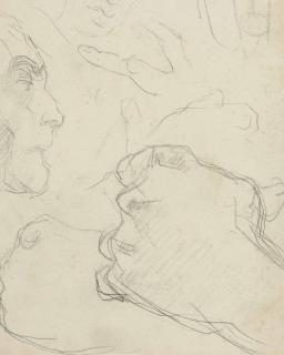 Georges Seurat - Un profil d\'homme, deux poings, des doigts