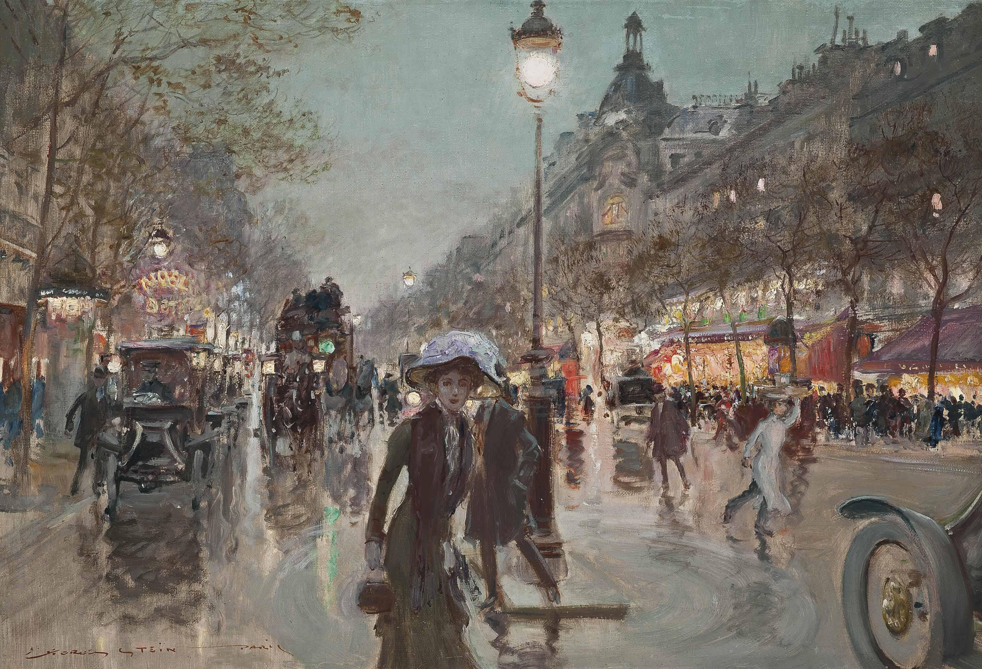 Georges Stein - Figures on the Champs Elysée, Paris