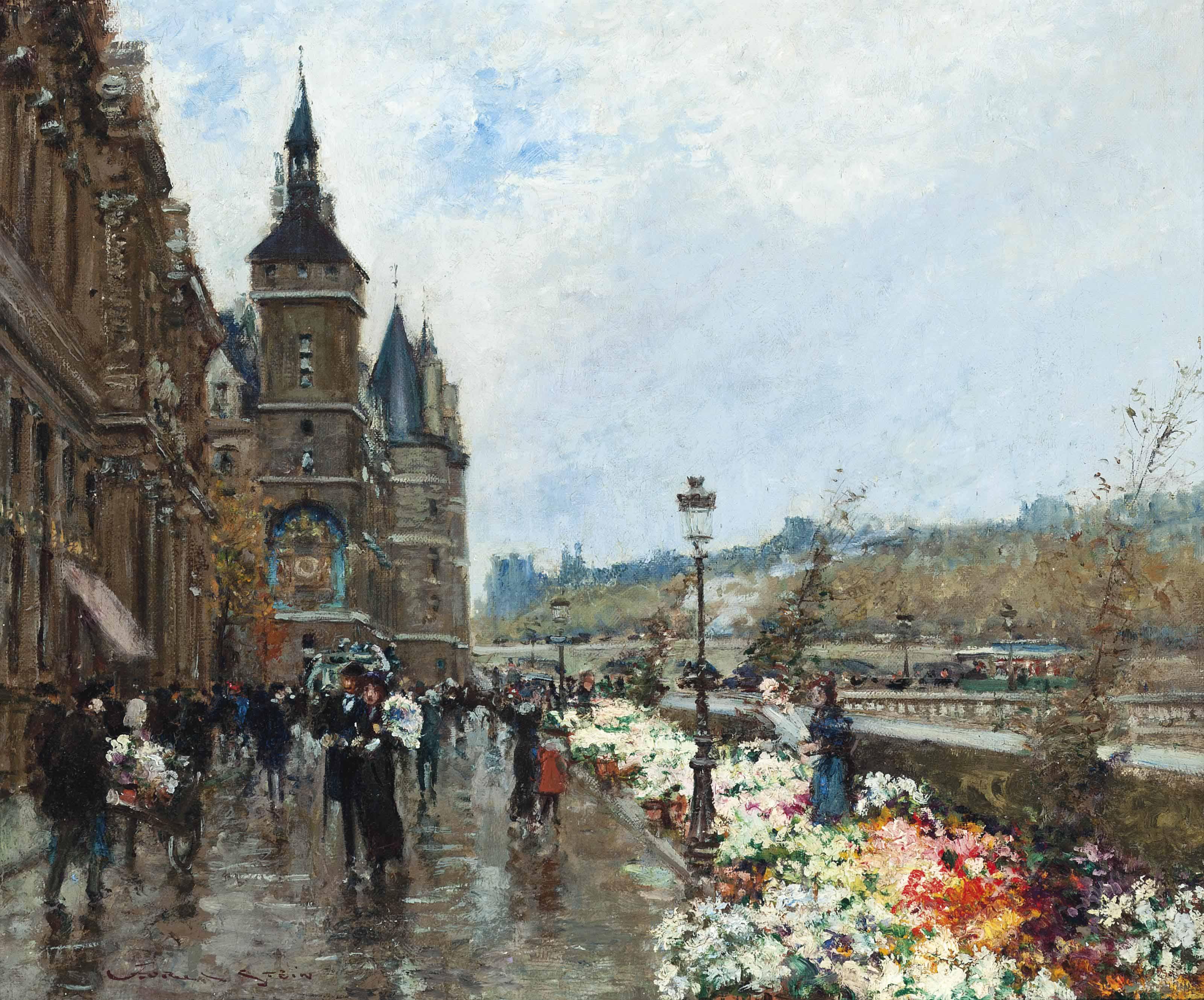 Georges Stein - Flower market, Quai de l\'Horlage, Paris