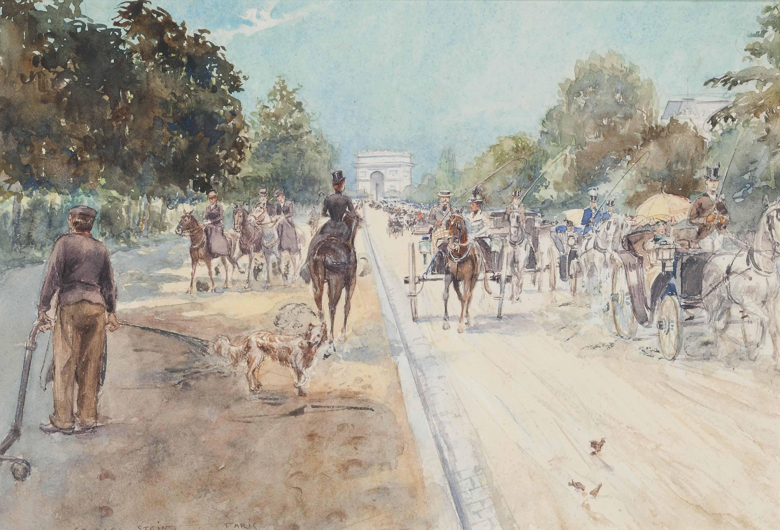 Georges Stein - Horses And Carriages On The Champs-Elysées