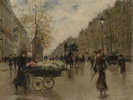 Georges Stein - Marchande de Fleurs Sur Les Grands Boulevards, À Paris
