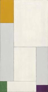 Georges Vantongerloo - Composition émanante de l\'équation y=-ax2+bx+18 avec accord de orangé, vert, violet