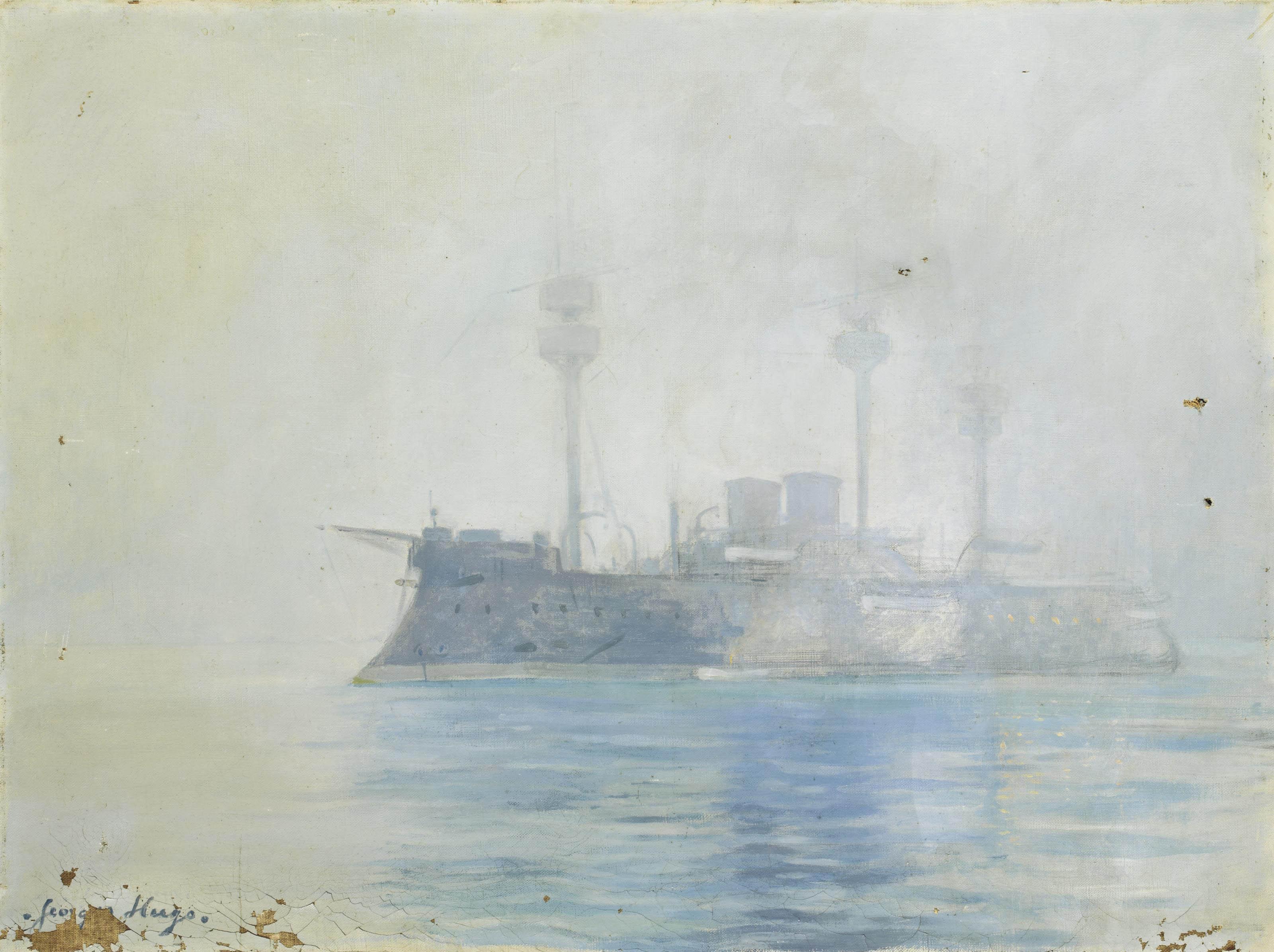 Georges Victor Hugo - Le navire militaire dans la brume