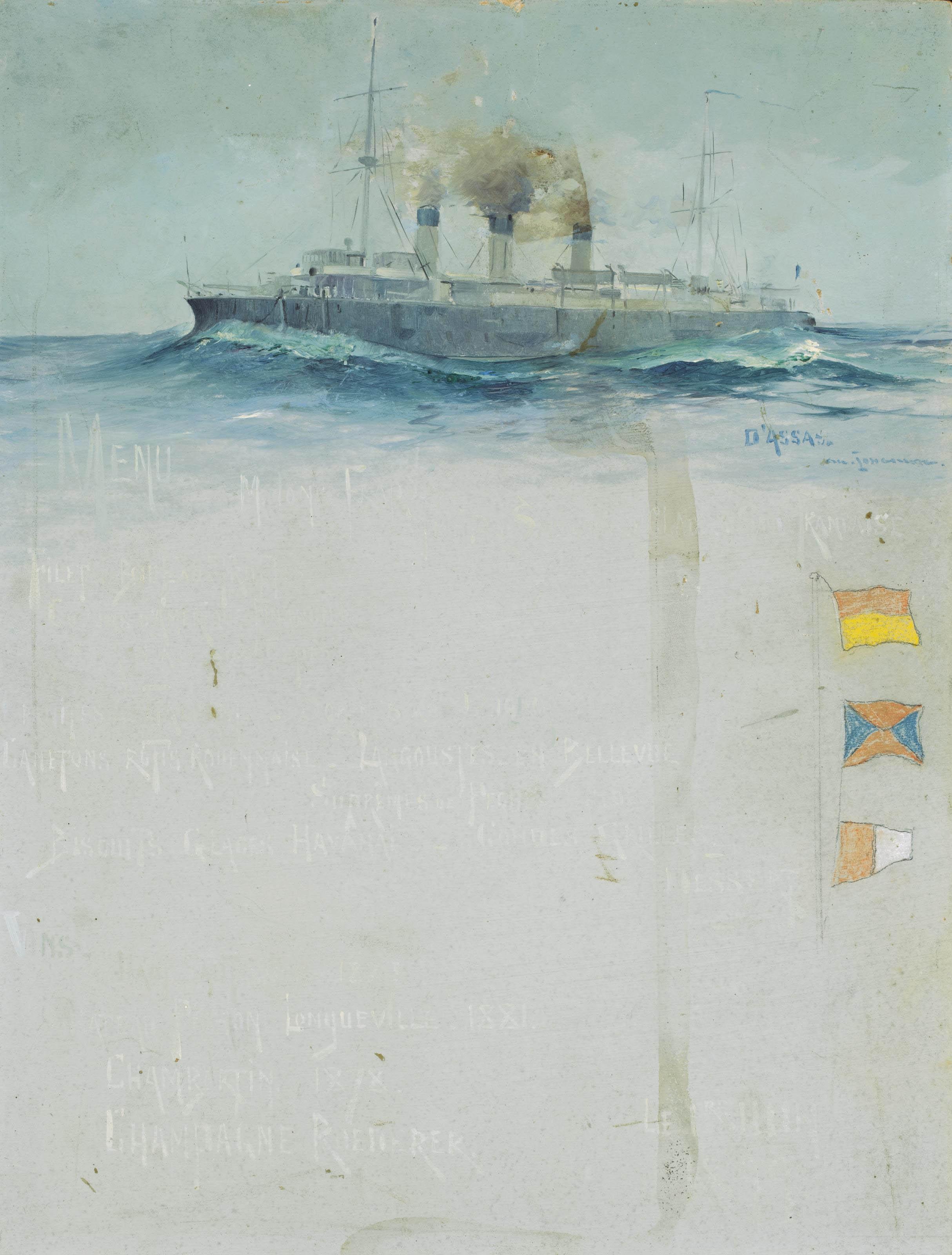 Georges-Victor Hugo - Projet de menu au ministère de la Marine